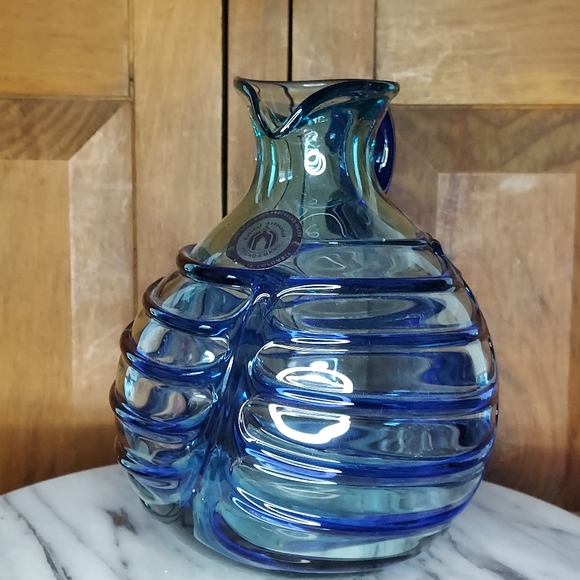 Recycled Glass Pitcher Blue - Picture 14 of 14